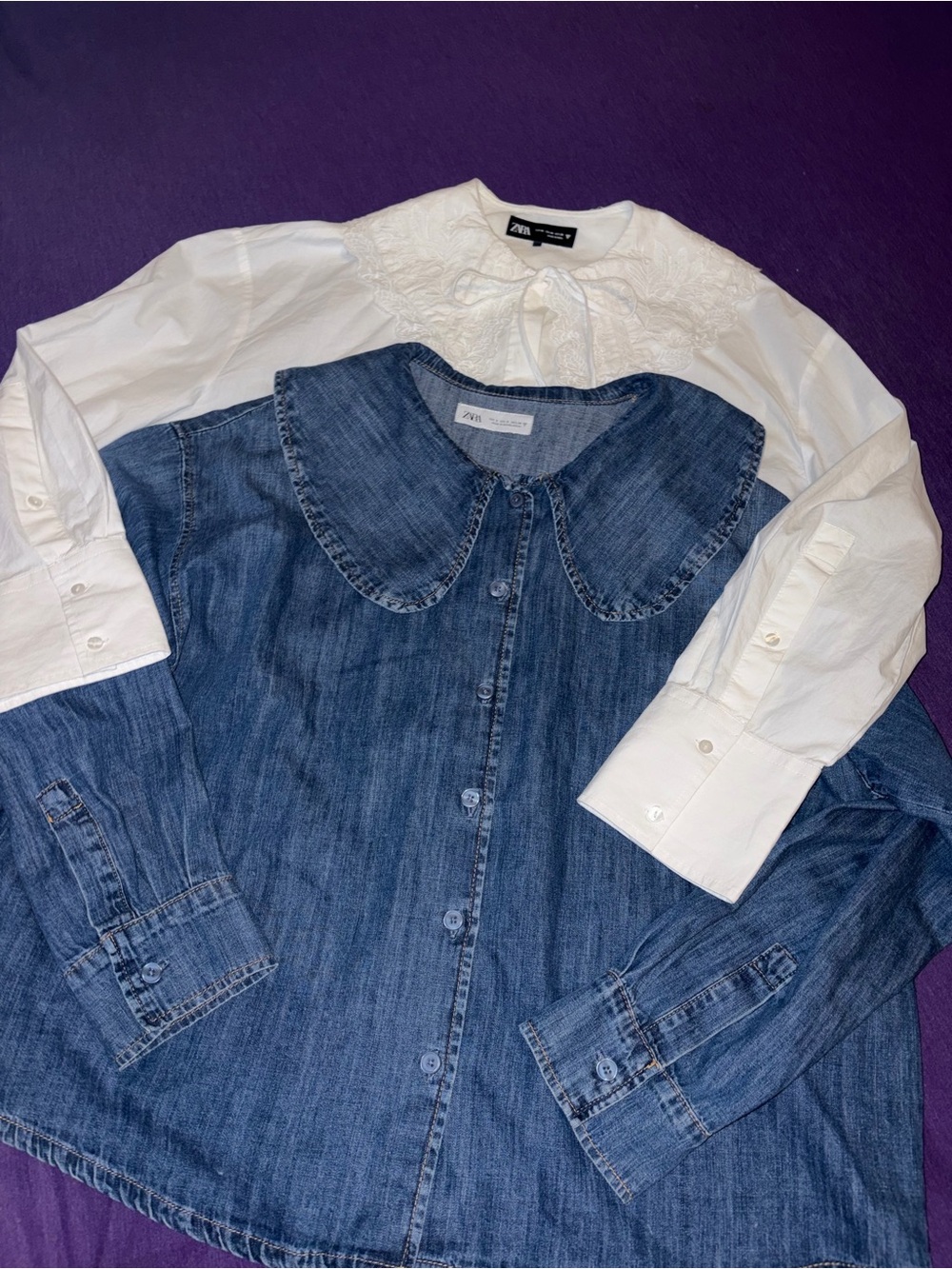 2 Zara Button Up Top’s with Peter Pan Collars- Basically New!